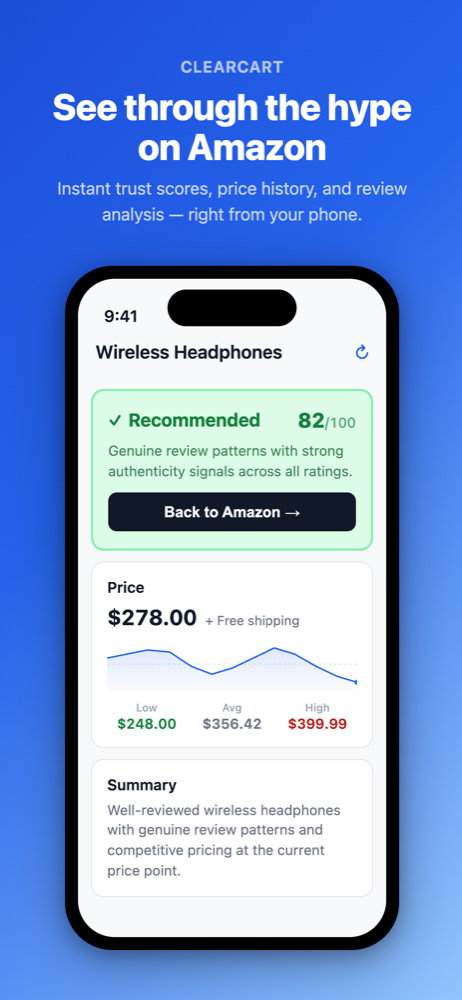 ClearCart product overview screenshot