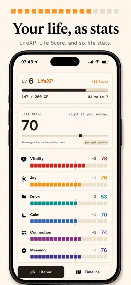 LifeXP life stats screenshot